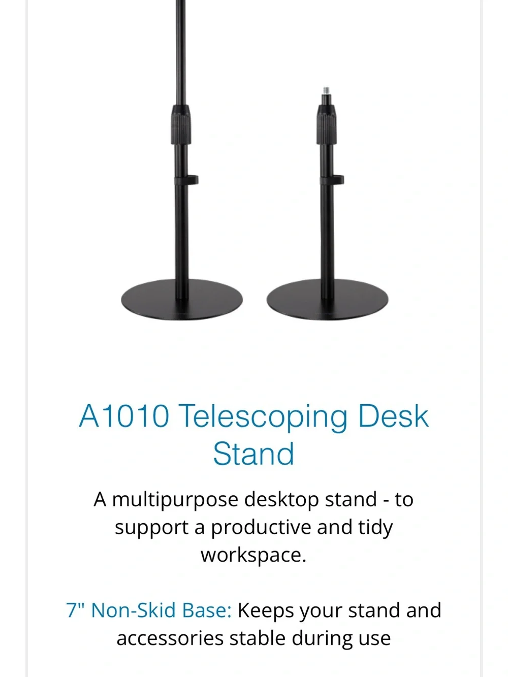 Telescoping Ring LED Light Desk Stand - Black/White- Kensington